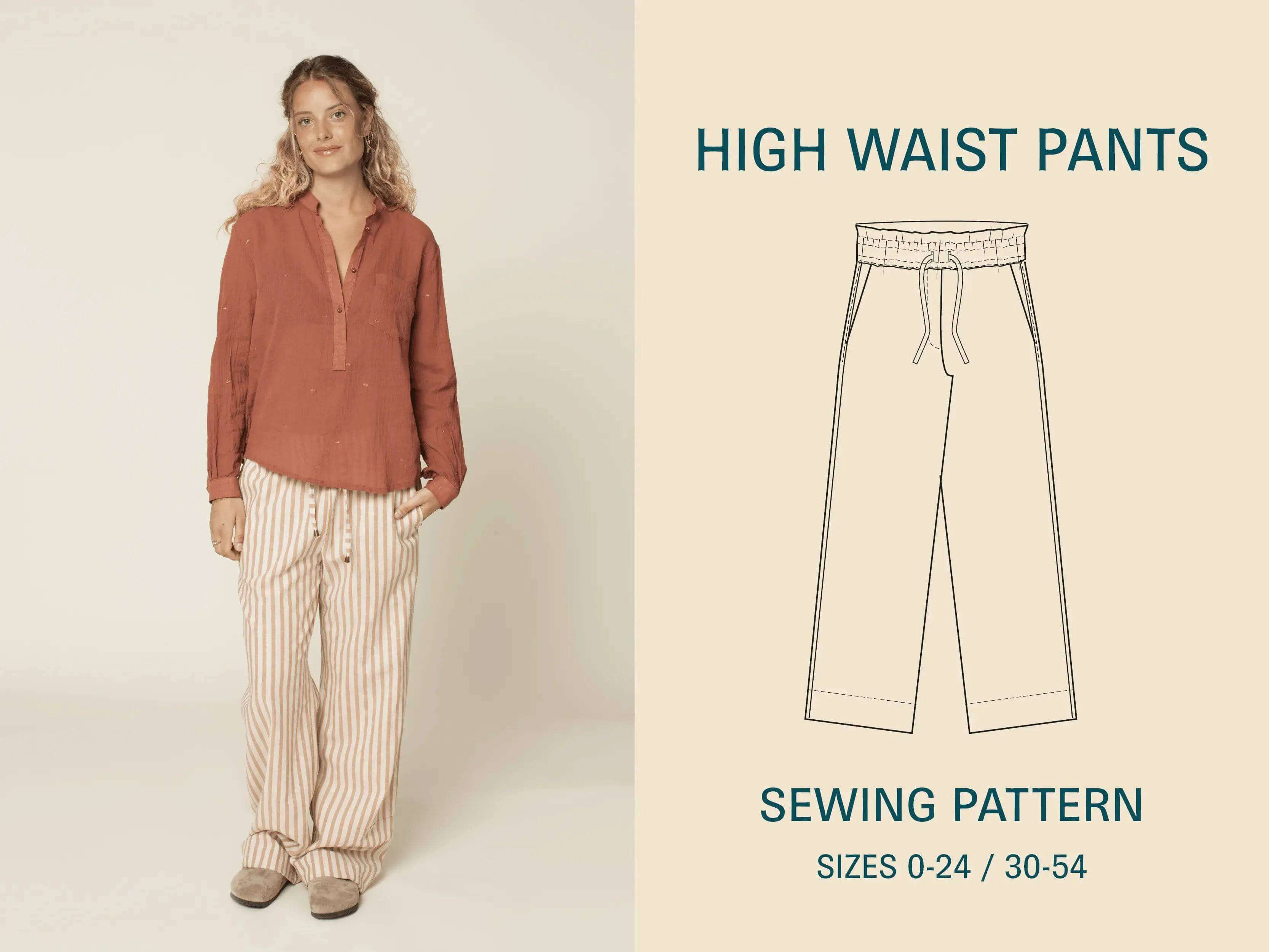 High Waist Pants sewing pattern | Wardrobe By Me