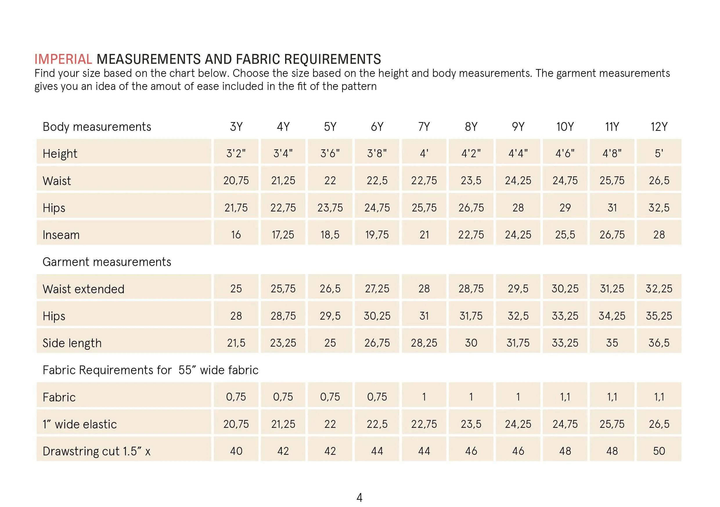Kids Pjama Pants sewing pattern Wardrobe By Me