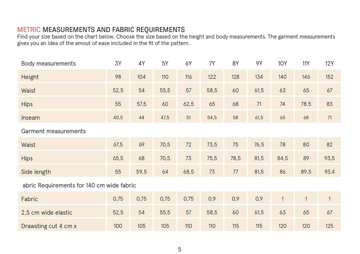 Kids Pjama Pants sewing pattern Wardrobe By Me