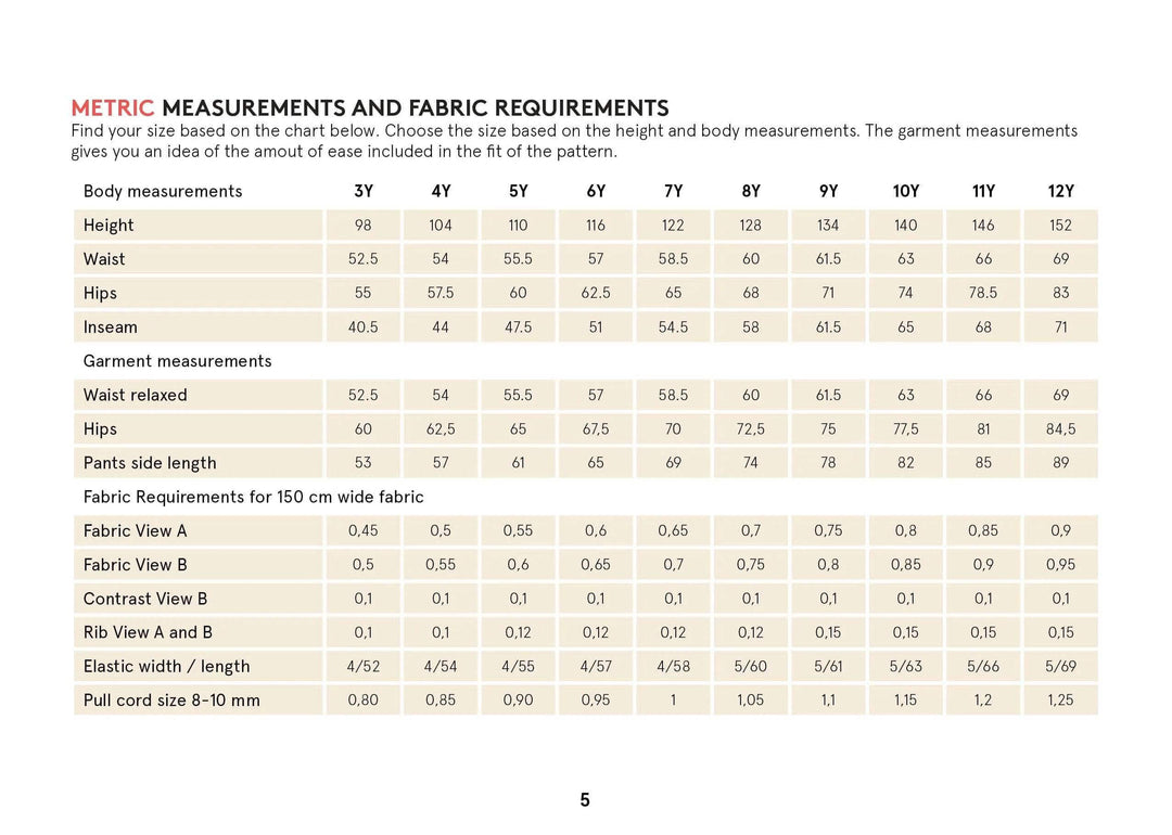 Kids sweatpants sewing pattern Wardrobe By Me