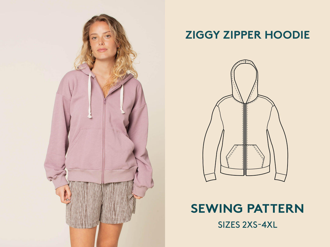 Zipper Hoodie Sewing Pattern - Wardrobe By Me