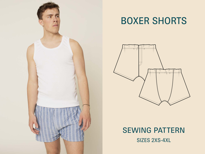Boxer shorts sewing pattern- Men's Sizes 2XS-4XL