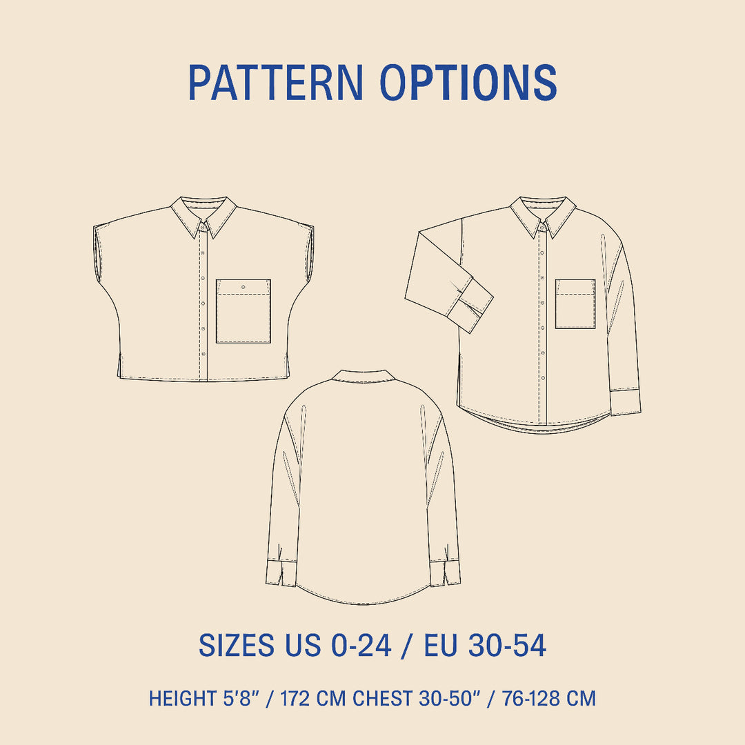 Pattern options for the Boxy Shirt sewing pattern