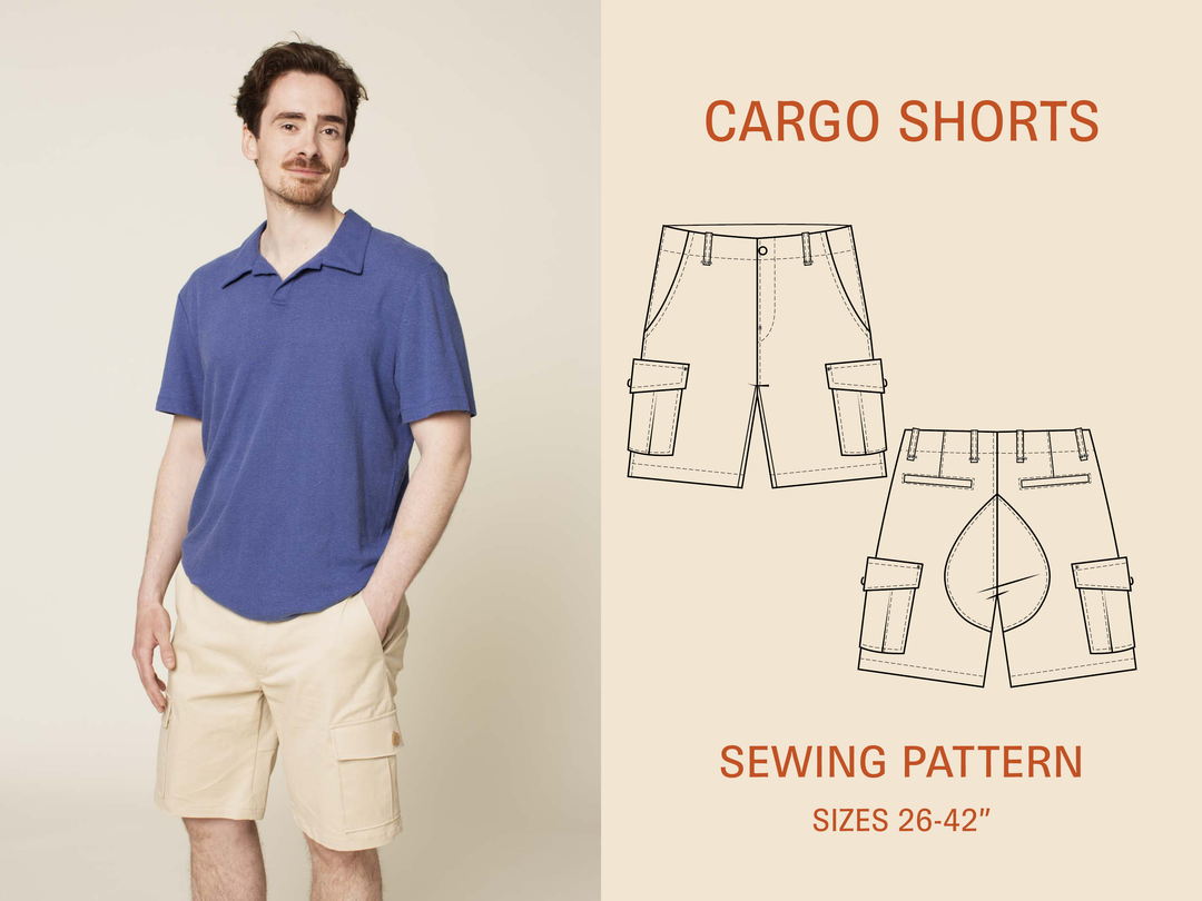 Cargo Shorts sewing pattern- Sizes 26-42"