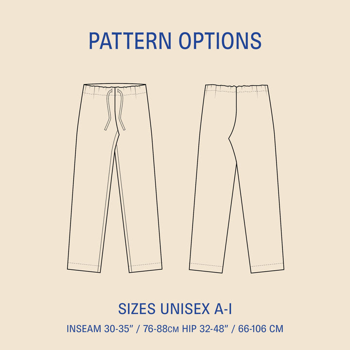 Pajama Pants sewing pattern- Unisex