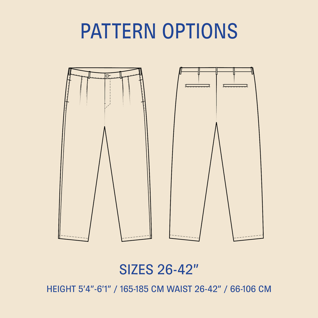 Men's Pleated pants sewing pattern