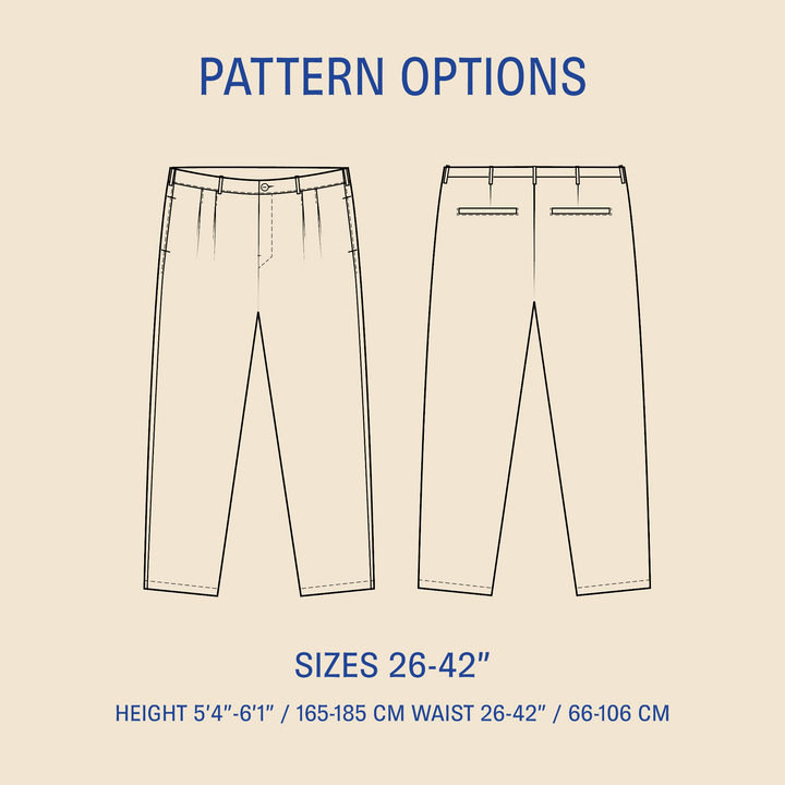 Men's Pleated pants sewing pattern