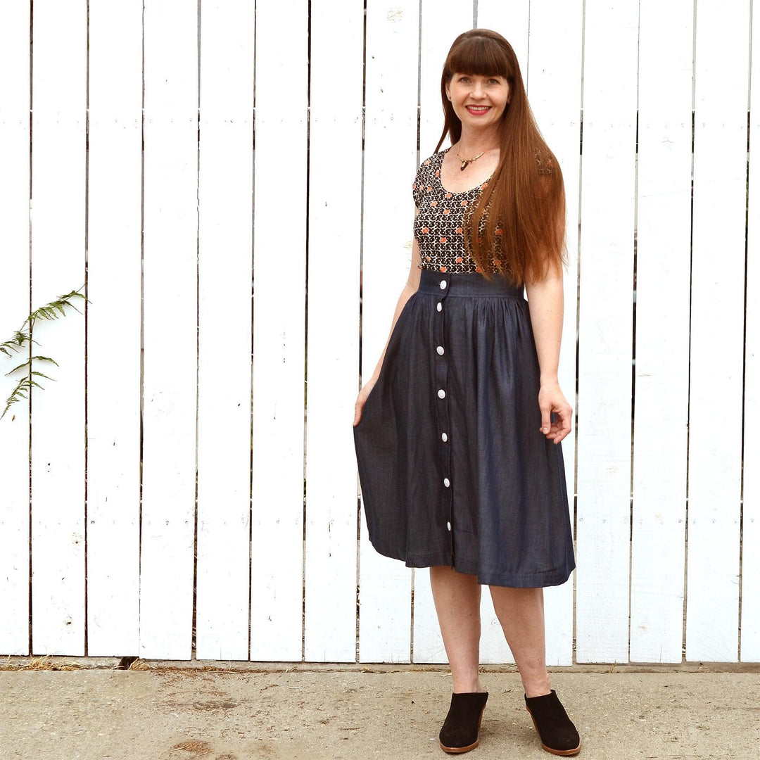 Skirt with buttons Sewing Pattern -Women's sizes - Wardrobe By Me