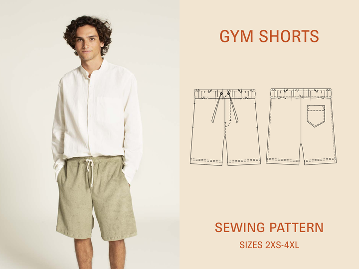 Gym Shorts sewing pattern- Men's Sizes 2XS-4XL