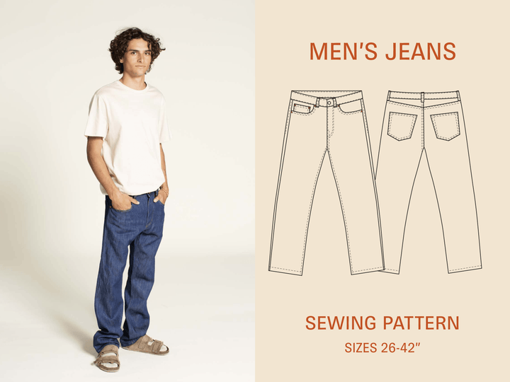 Jeans Sewing Pattern-Men's sizes 26-42"