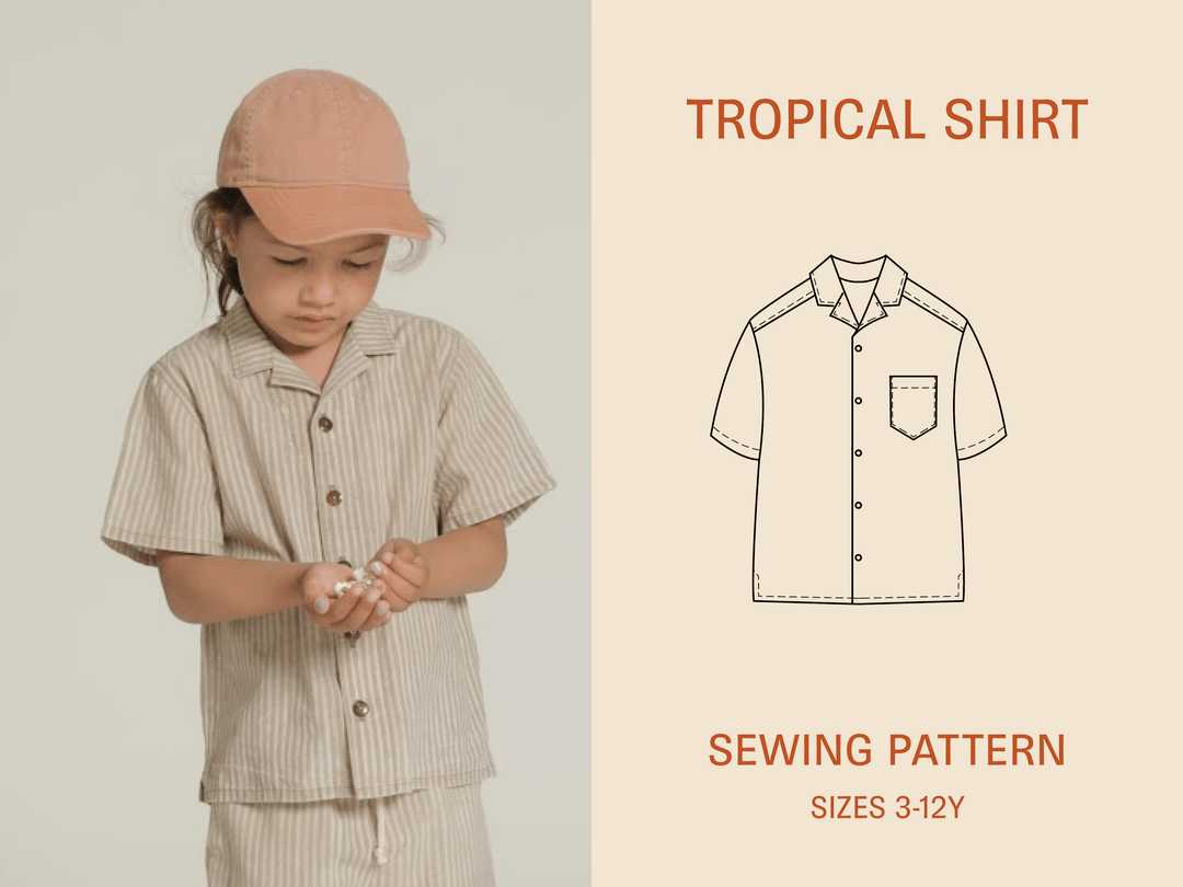 Tropical Shirt Sewing Pattern - Kids Sizes 3-12Y