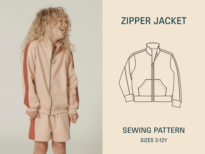 Zipper Jacket Sewing Pattern - Kids Sizes 3-12Y