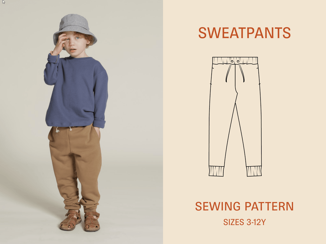 Sweatpants Sewing Pattern - Kids Sizes 3-12Y