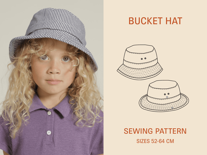Bucket Hat Sewing Pattern - Kids Sizes 52-64 cm