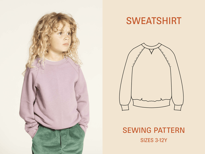 Sweatshirt Sewing Pattern - Kids Sizes 3-12Y