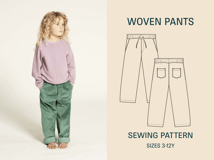Woven Pants Sewing Pattern - Kids Sizes 3-12Y