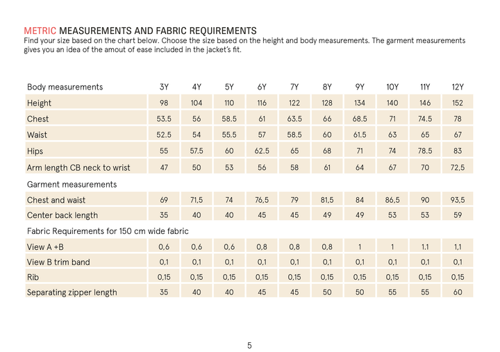 Zipper Jacket Sewing Pattern - Kids Sizes 3-12Y