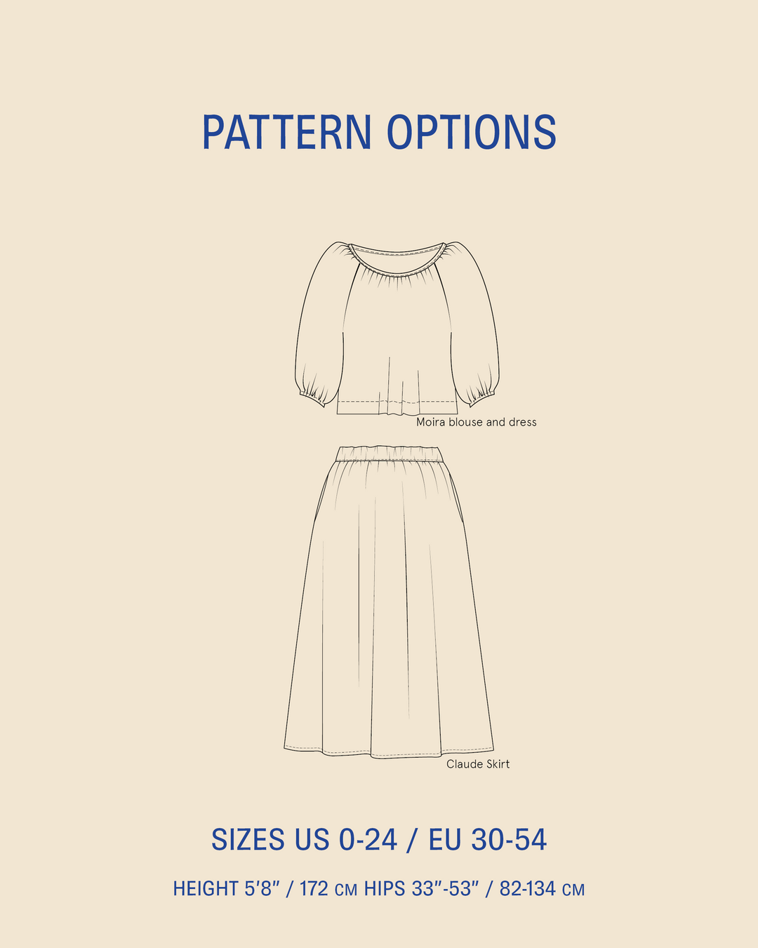 Moira blouse and Claude skirt PDF pattern bundle
