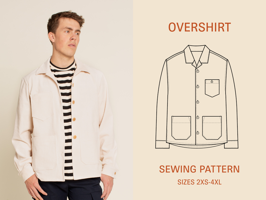 Overshirt sewing pattern- Men's Sizes 2XS-4XL