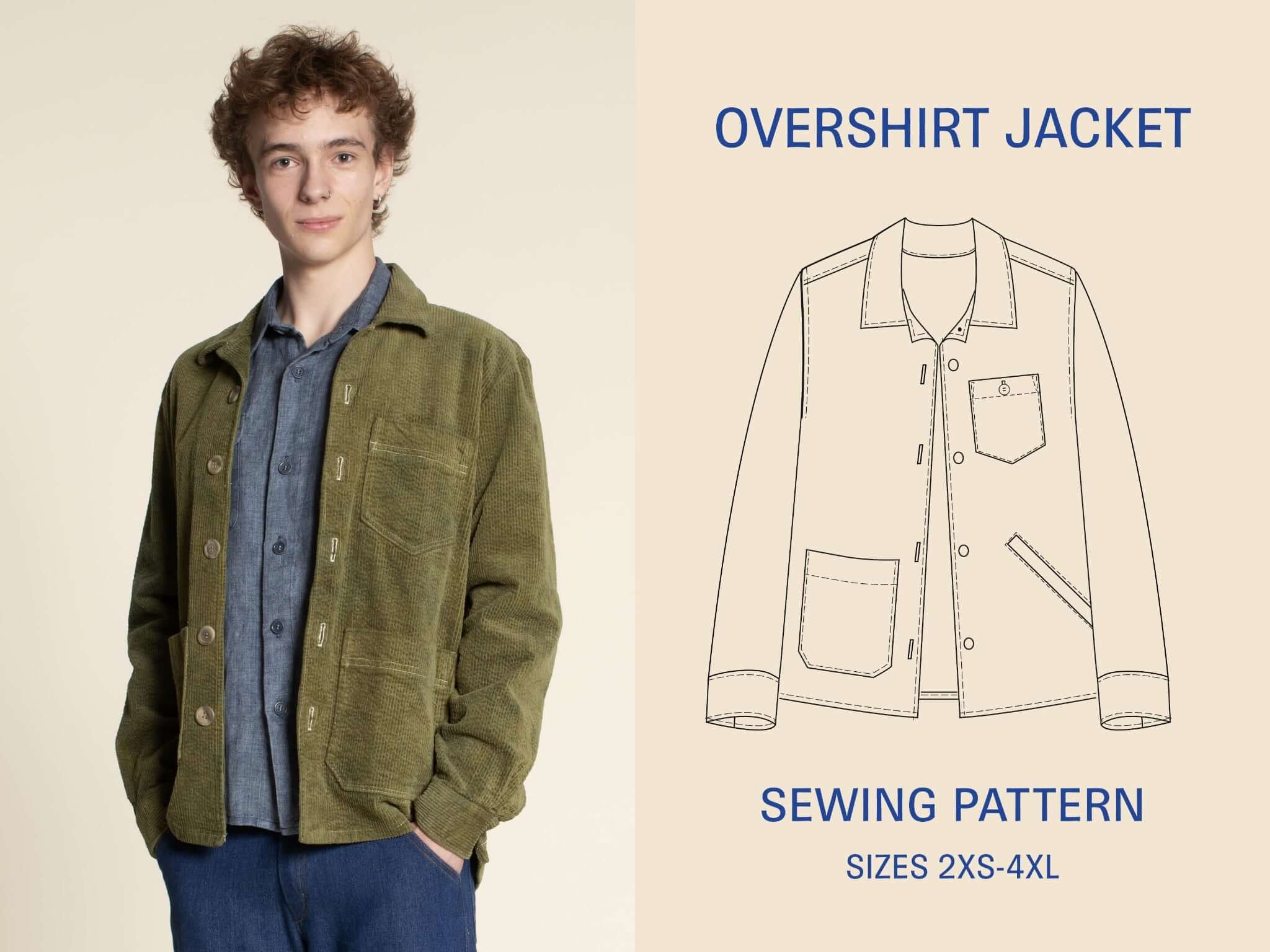 Mens Shirt Jacket Pattern Shirt Jacket PDF Sewing Pattern Men's