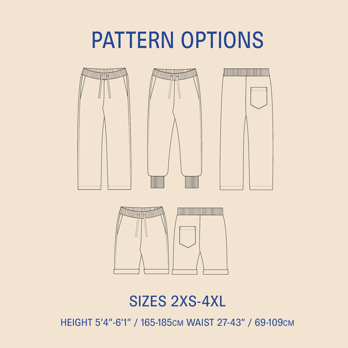 Sweatpant Pattern Block Sweatpants Sewing Pattern for Men | Wardrobe By Me