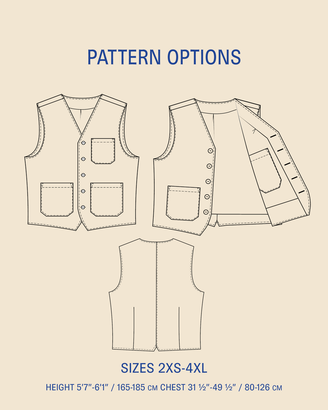 Pike Vest Sewing Pattern for Men