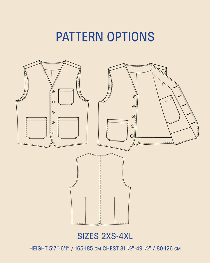 Pike Vest Sewing Pattern for Men