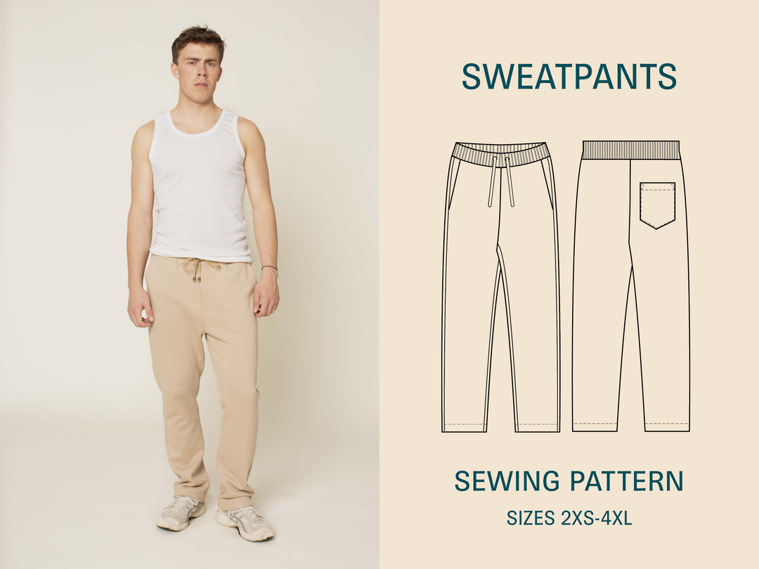 Sweatpants sewing pattern- Men's Sizes 2XS-4XL