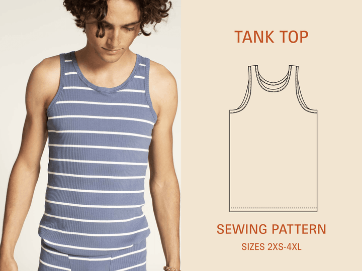 Tank top sewing pattern- Men's Sizes 2XS-4XL