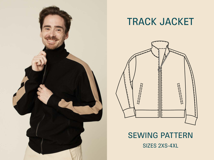 Track Jacket sewing pattern- Men's Sizes 2XS-4XL