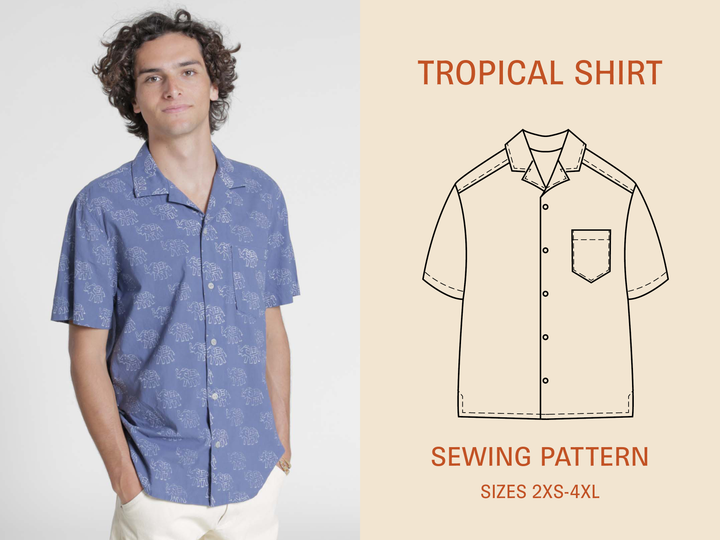 Tropical Shirt Printed pattern- Men's Sizes 2XS-4XL