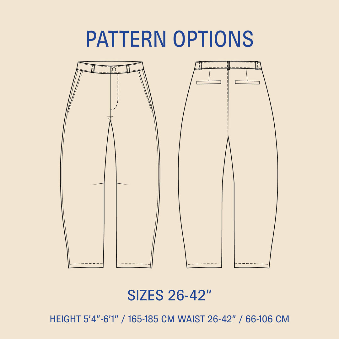 Barrel Chino pants sewing pattern