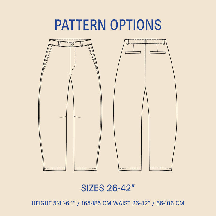 Barrel Chino pants sewing pattern
