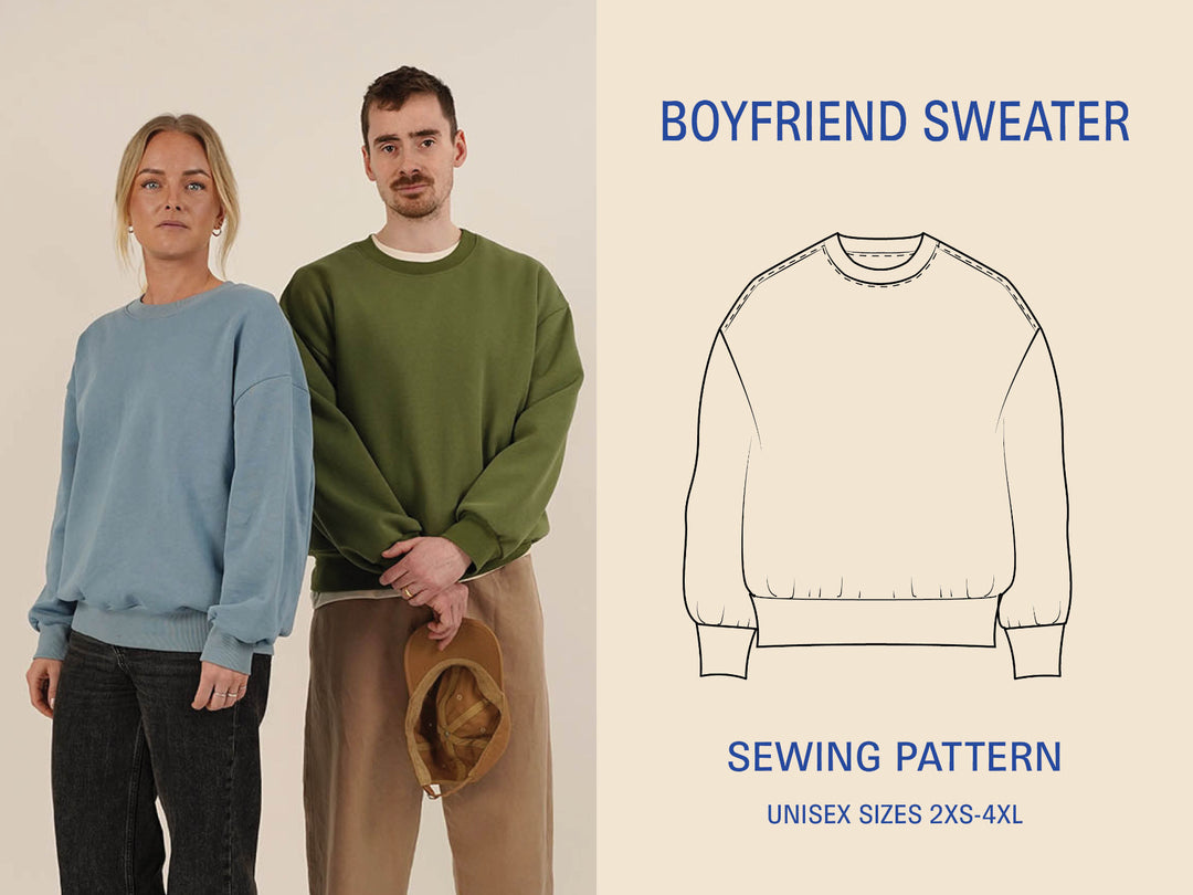 WBM_Boyfriend_Sweater_sewing_pattern_shown on boy and girl on beige background
