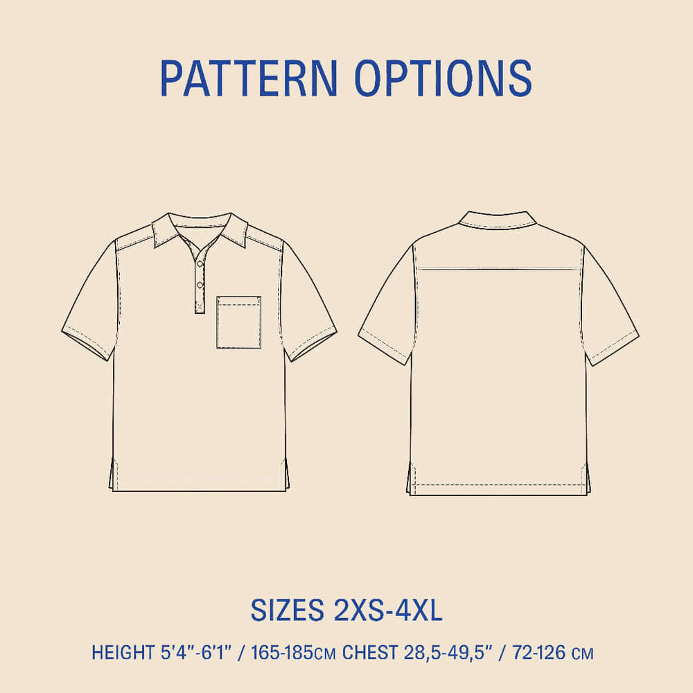 Pattern For Polo Woven Polo Shirt sewing pattern for men – Wardrobe By Me