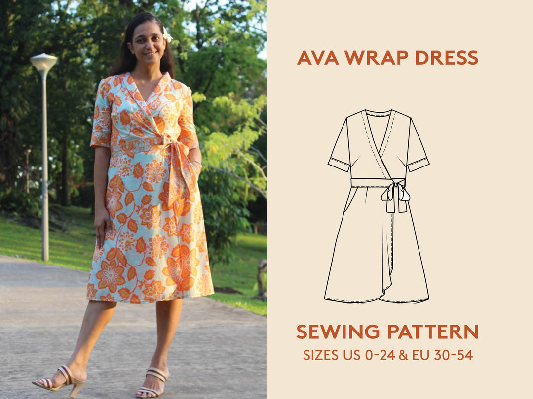 Ava Wrap Dress Sewing Pattern-Women's sizes - Wardrobe By Me