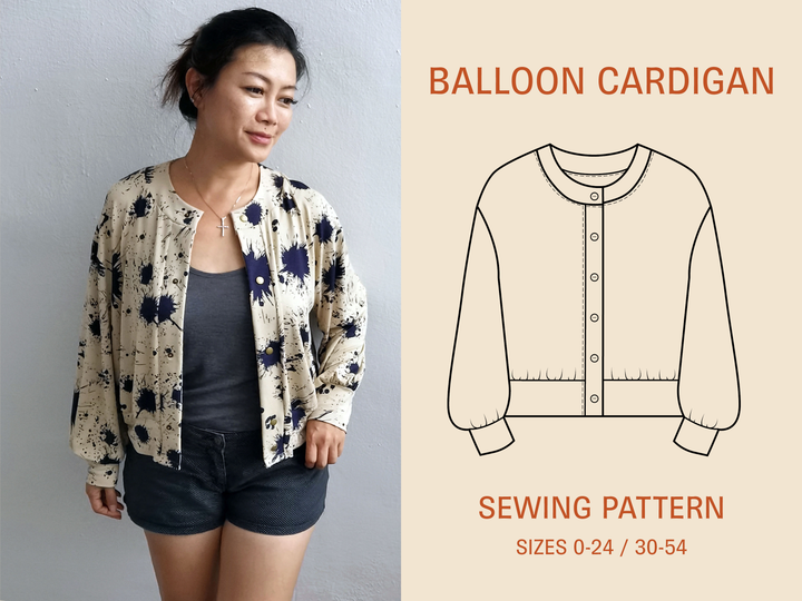 Balloon Cardigan -Printed pattern - Wardrobe By Me