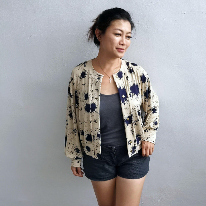 Balloon Cardigan -Printed pattern - Wardrobe By Me