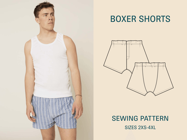 Boxer shorts sewing pattern- Men's Sizes 2XS-4XL - Wardrobe By Me