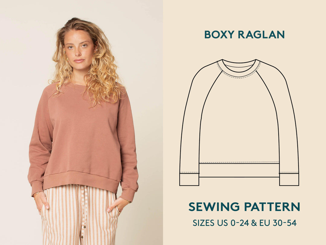 Boxy Raglan Printed pattern -Women's sizes - Wardrobe By Me