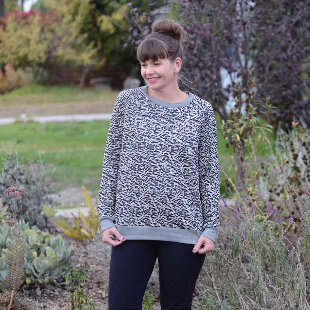 Boxy Raglan Sweater- Printed Pattern - Wardrobe By Me