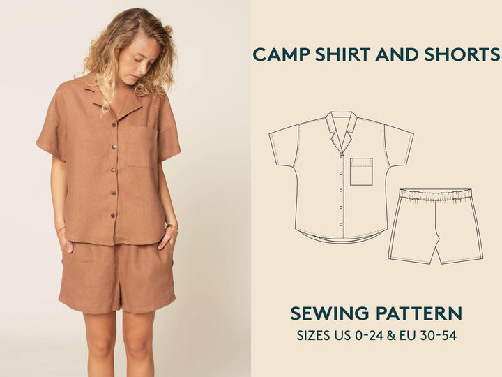 Camp Shirt and Shorts Printed pattern -Women's sizes - Wardrobe By Me