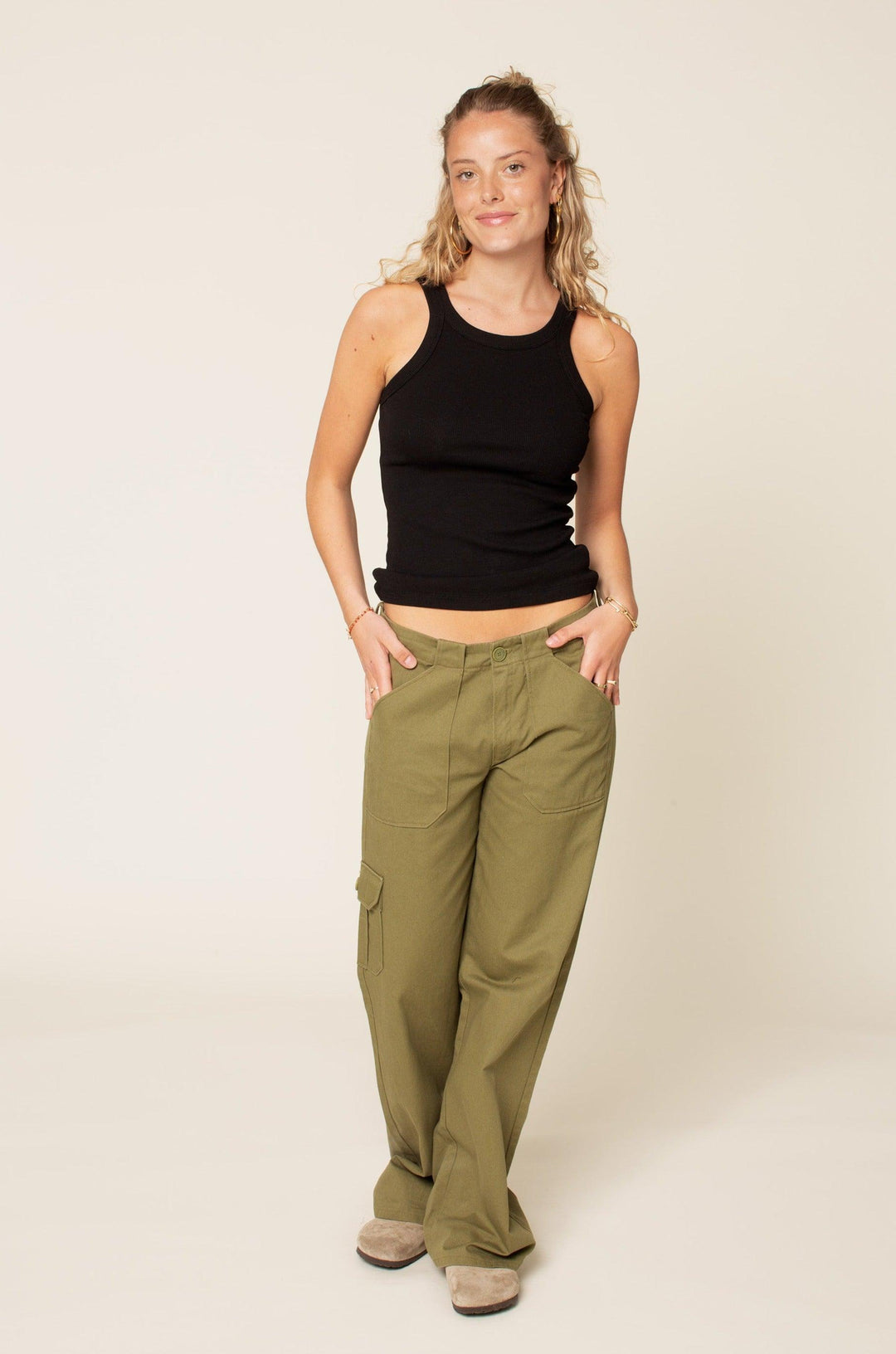 ZIPPERED CARGO PANTS ZW COLLECTION - Green