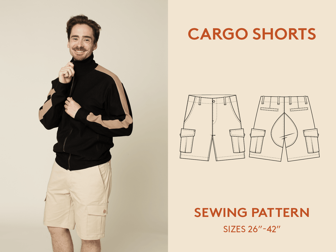 Slim Fit Cargo Shorts with Back Zipper