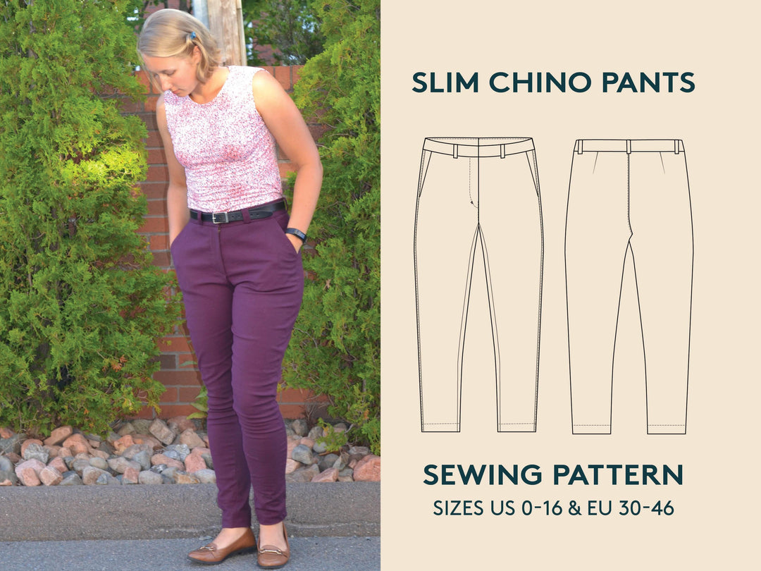 Chino pants Sewing Pattern -Women's sizes - Wardrobe By Me