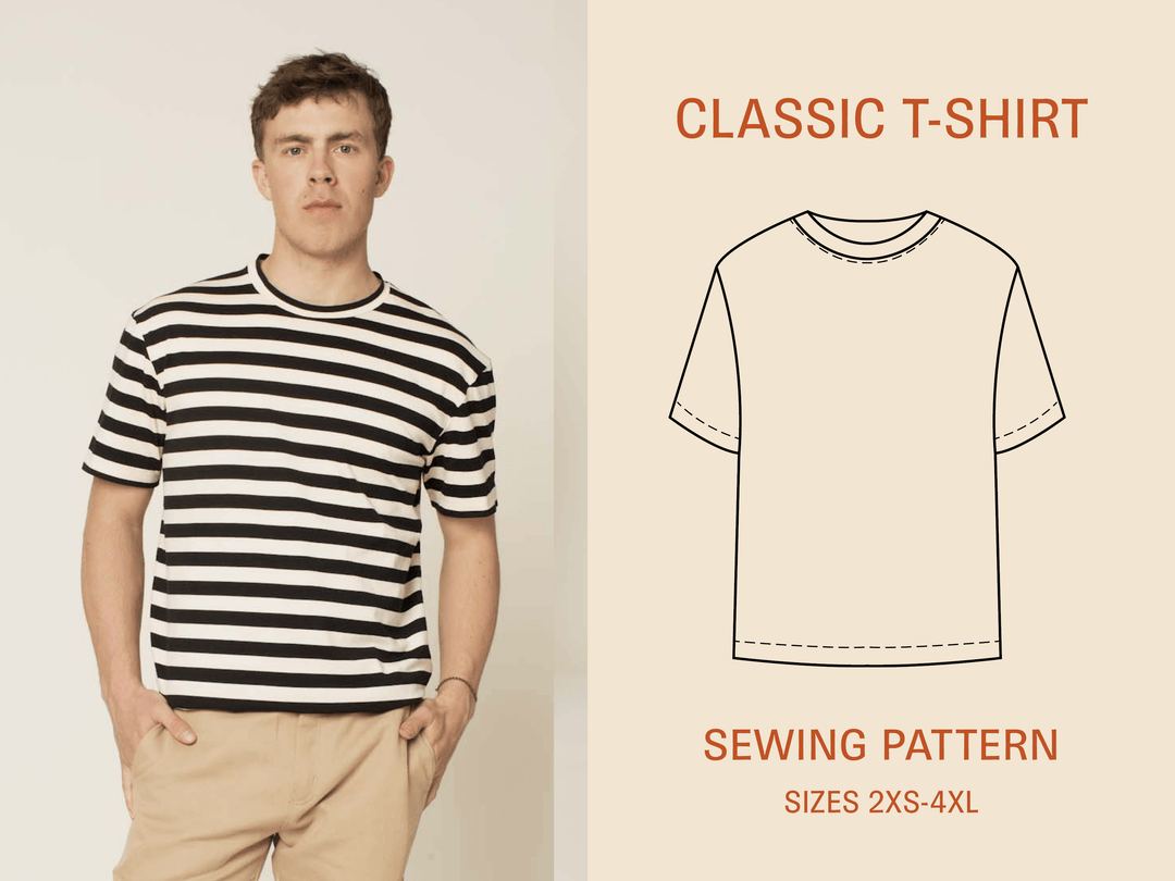 Classic T-shirt sewing pattern- Men's Sizes 2XS-4XL - Wardrobe By Me