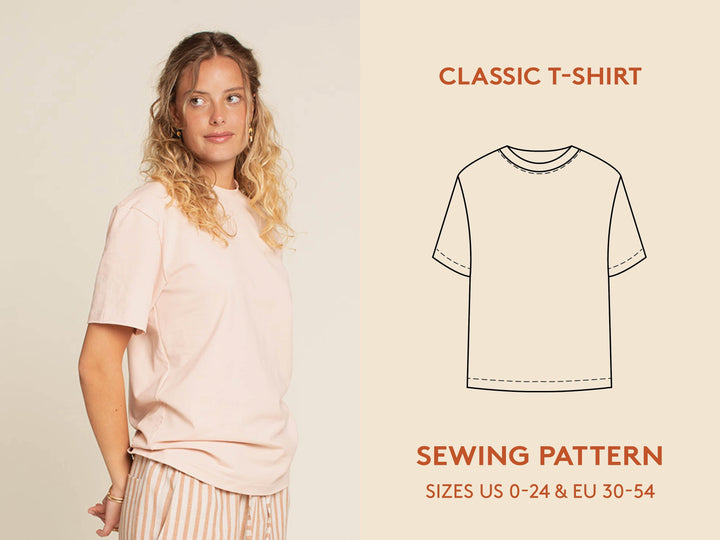 Classic T-shirt Sewing Pattern -Women's sizes - Wardrobe By Me