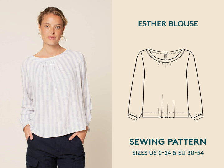 Esther Blouse Printed pattern -Women's sizes - Wardrobe By Me