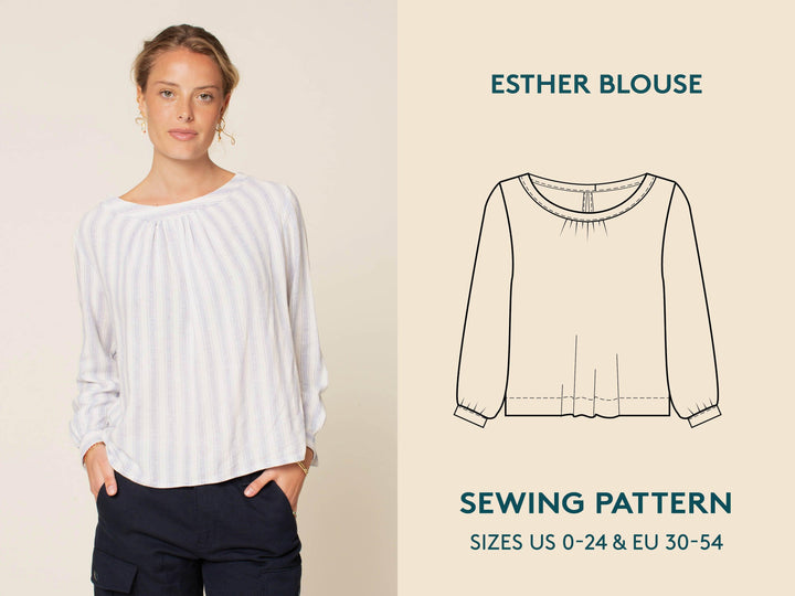 Esther Blouse Sewing Pattern -Women's sizes - Wardrobe By Me