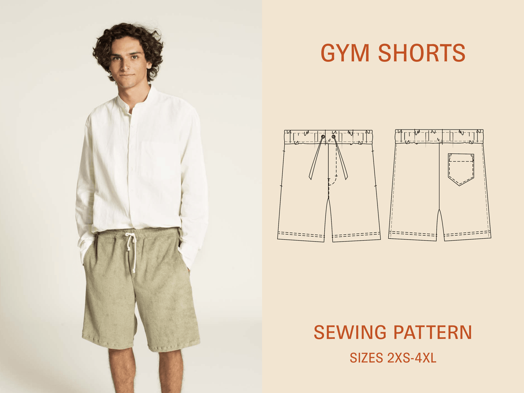 Gym Shorts sewing pattern- Men's Sizes 2XS-4XL - Wardrobe By Me